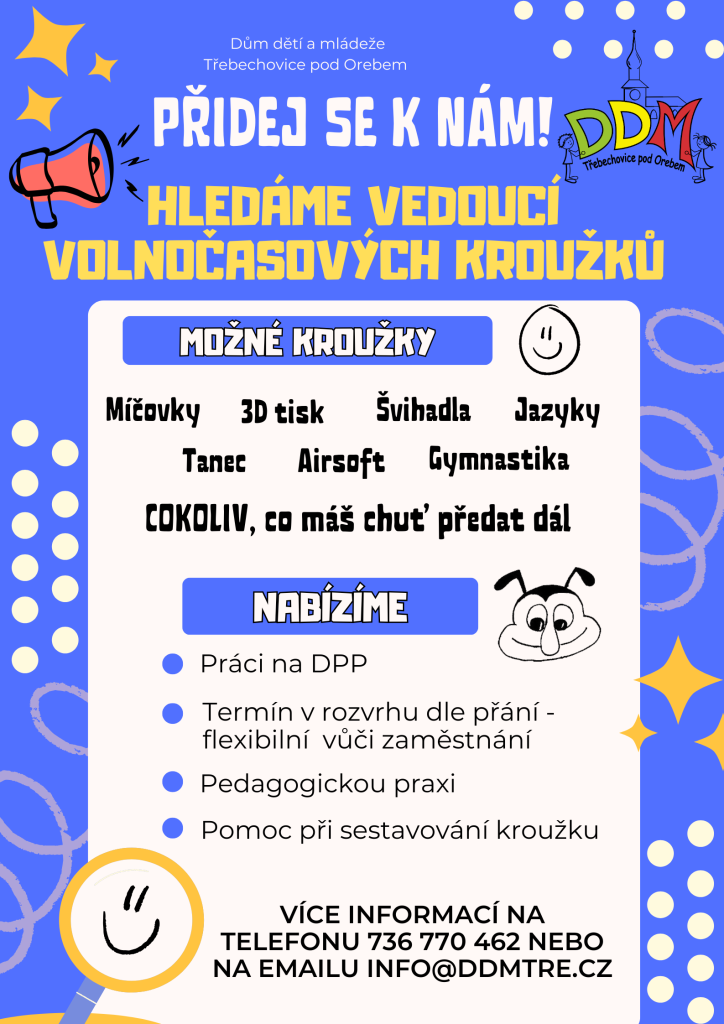 Hledáme vedoucí zájmových kroužků