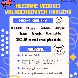 Hledáme vedoucí zájmových kroužků